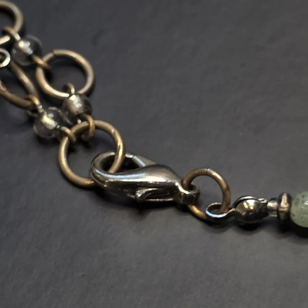 Jade Beaded Necklace W/ Lampwork Pendant And Egyptian Scarab Hangtag - Picture 4 of 7